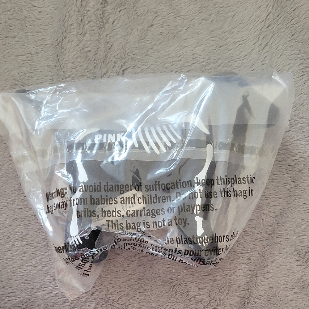 PINK Victoria's Secret Black Skeleton Dog Plushy With Logo
